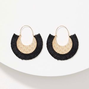 Loft Filigree Fabric Wrapped Hoop Earrings - NWT